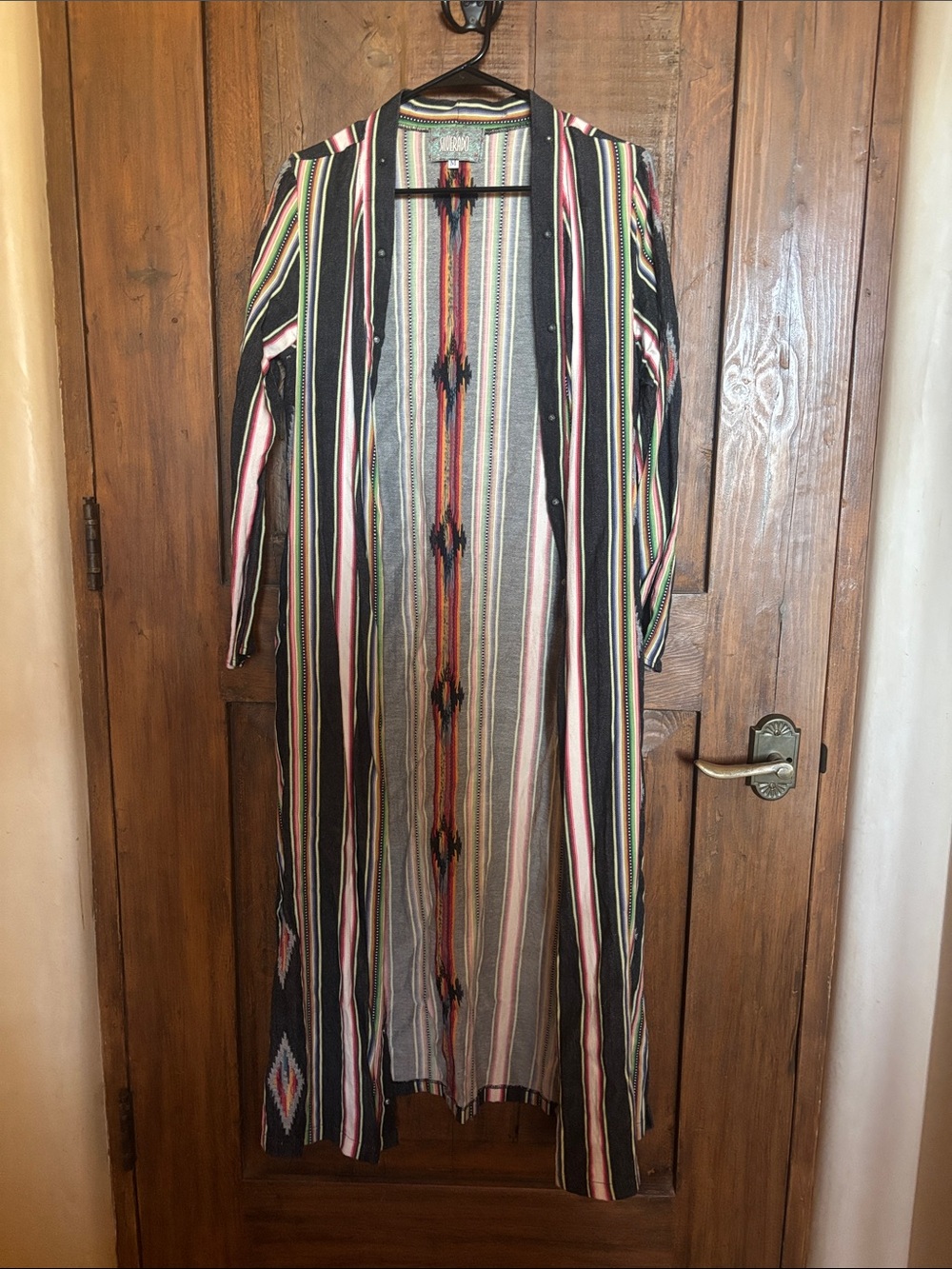 Silverado Long Striped Open Front Women's Duster Coatigan - Multicolor